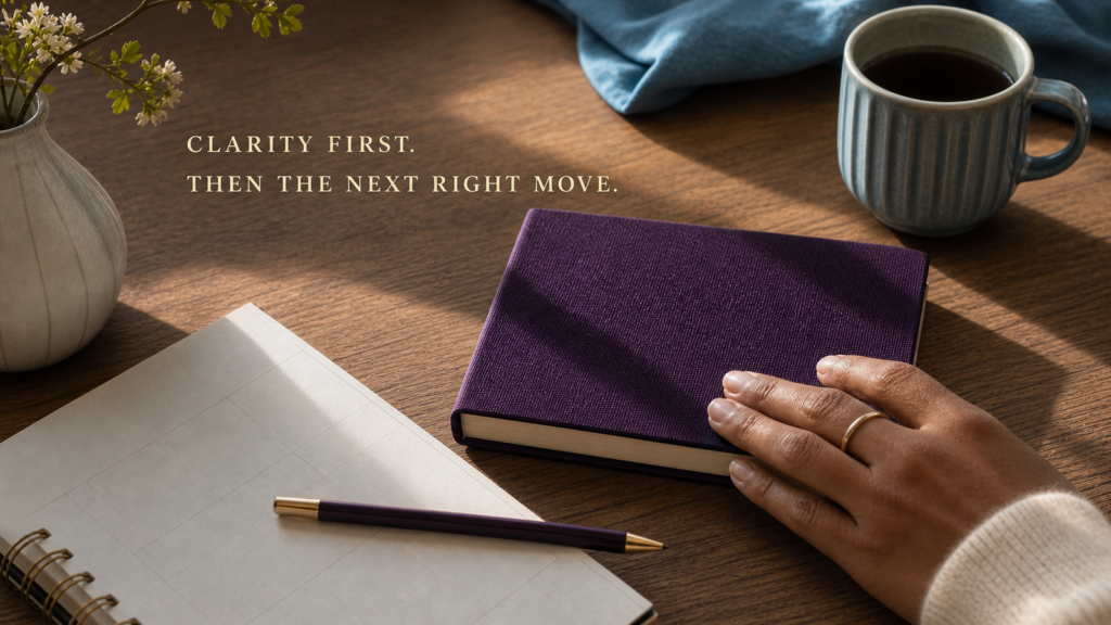 Notebook and calendar on a desk after a focused planning session with native clarity typography.